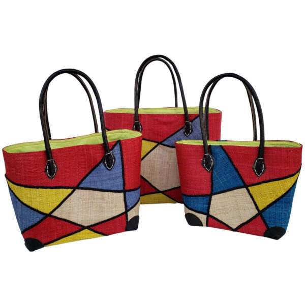 Mirana: Authentic Madagascar Raffia and Leather Tote Bag